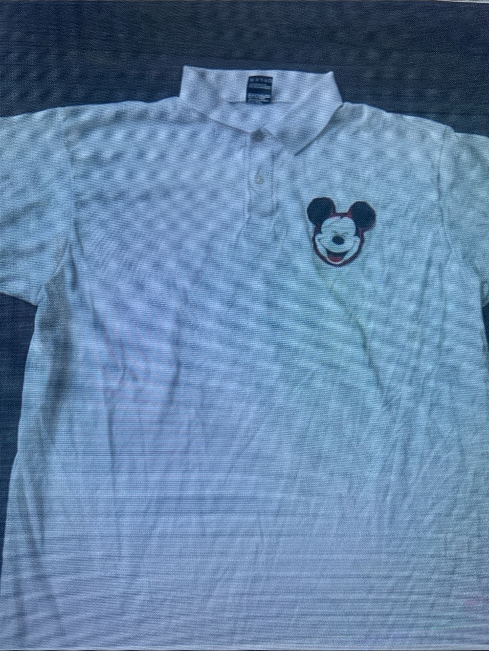 White Kids Polo Shirt with Mickey Patch